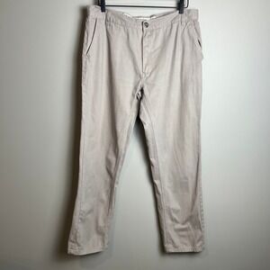 PD&C Men's Chino Pants 36 X 32  Khaki Gray Straight Fit Cotton Authentic Apparel